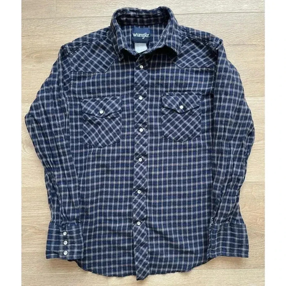 Wrangler Men's Plaid Long Sleeve Full Pearl Snap Flannel Style Western Shirt - Picture 1 of 11